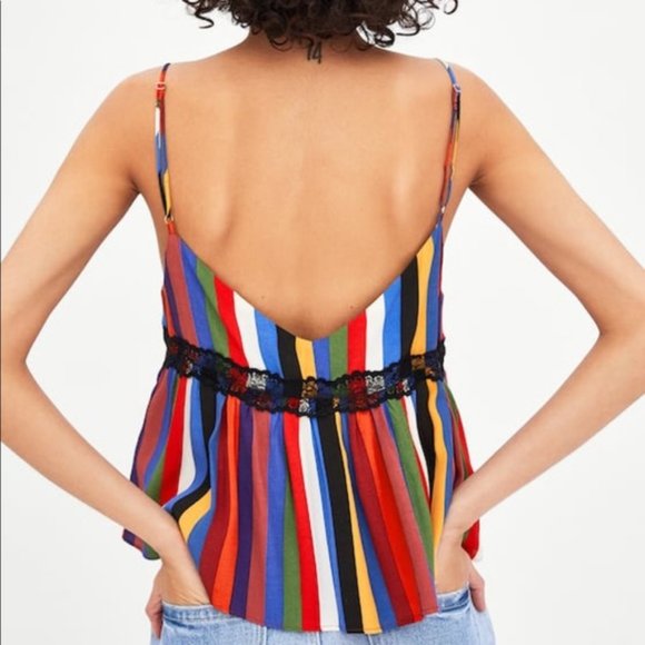 Zara Multicolour Stripe Camisole Tank Top - Picture 3 of 6